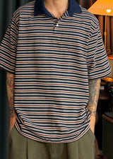 Striped Collar Short-Sleeve T 3COLOR