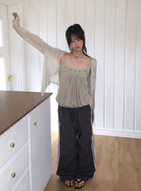 Robo Tencel See-through Snap Cardigan