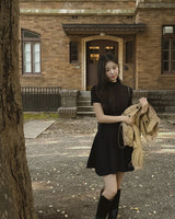 Woods Half-Neck Mini Dress