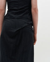 DOZI - Pinched Stripe Skirt _ BLACK