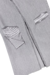 DAMAGED LONG DENIM SKIRT (GRAY)