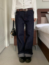 Penny Red Stitch Raw Wide Denim Pants