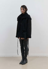 Detachable Fur Shearling Jacket / Black
