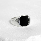SV925-square point simple ring-L silver