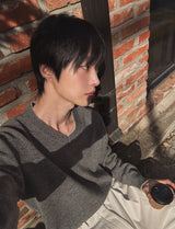 [wool80%] Cop Wool Layered V-Neck Knit