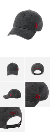 24FW サイドシンボルポイントピグメントウォッシングボールキャップ ブラック