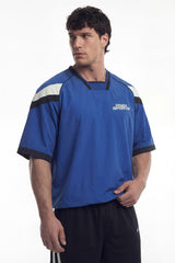 Sporty Color Block Half Jersey Short Sleeve