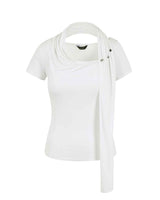 Cowl Neck Scarf T-Shirt _ WHITE
