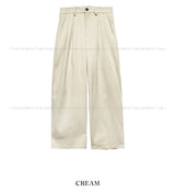 Luden wide pin tuck wool slacks
