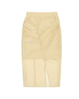 Sheer Shirring Slit Skirt _ YELLOW