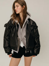 RIBBON BOMBER JACKET / BLACK