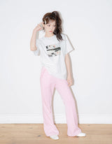 FRILL BOOTCUT BANDING PANTS (PINK)