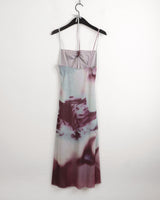 Reva Tie Dye Printed Shirring Strap Long Dress