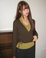 Dazi Colorblock Halter Sleeveless Strap Wrap Knit