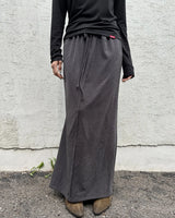 RAW EDGE LONG SKIRT (BLACK) WOMENS