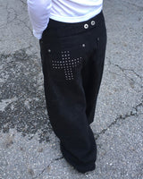Back stud wide pants