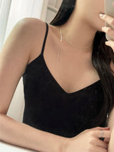 [2 color] ribbon slide snake rope necklace