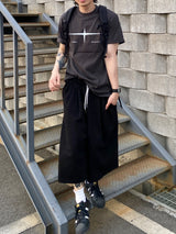 レイヤーピンタックバミューダワイドハーフパンツ2C