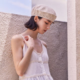 Heart Chain Crochet Beret / Beige