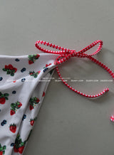 a strawberry tube top bikini