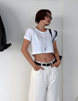 Roll-up Loose fit Cropped Short-sleeved T-shirt