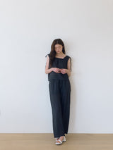シンバンディングワイドパンツ - Charcoal