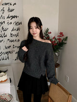 #セクシーワンショルダーボタンニット (3color)