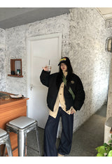 ハイネックVネックボタンルースフィットニットカーディガン