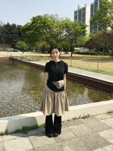 Benny Dot Shirred Midi Skirt (4c)