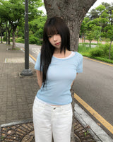 Sherbet Tencel See-Through Short Sleeve