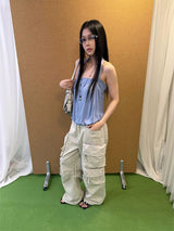 Multi-Pocket Jeans Wide Casual Pants