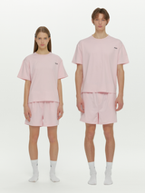 (Unisex) エッセンシャルストレッチフィットハーフスリーブパジャマセット　ピンク