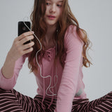 Lace Up Long T-shirt (Pink)