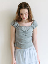 PUFF CAP SLEEVE T-SHIRT GRAY