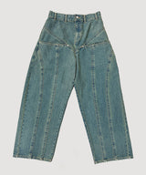 COLOR BLEACH WIDE DENIM PANTS