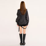 Hairy Zipslit Pullover - Charcoal