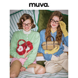 muva. 牛革 ベルベット ボストンバッグ