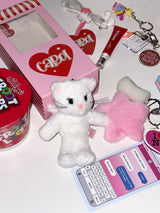 white cat carol keyring