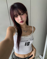 Forever numbering lace crop sleeveless