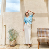 VA Top Button Knit Crochet Bucket Hat / Cream