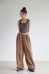 Applique Point Sweatpants - BROWN