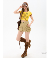 American Retro Camo Cargo Denim Shorts