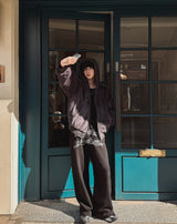 Zenith embroidered brushed wide pants
