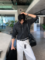 Liu ウエスタン スナップボタン デニムシャツ