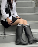 Lace Ribbon Rainboots - Black
