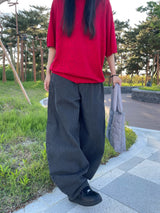 striped mega-denim pants