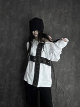 cross stud loose fit long sleeve (2color)
