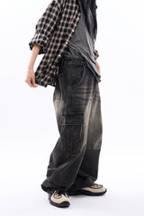 Kilcar half banding cargo denim pants