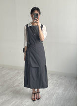 Joanne Nylon Sleeveless Wrap One Piece Long