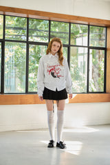 CHARLOTTE CAT RIBBON SWEATSHIRT / WHITE-MELANGE